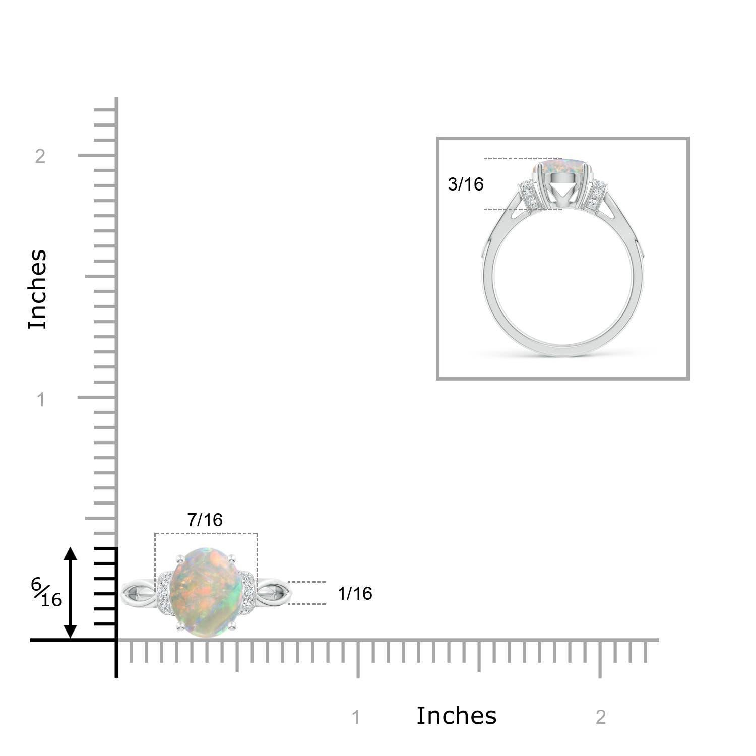 Donna Anello Angara con solitario naturale di opale da 1,45 carati e diamanti in oro massiccio 14K in vendita