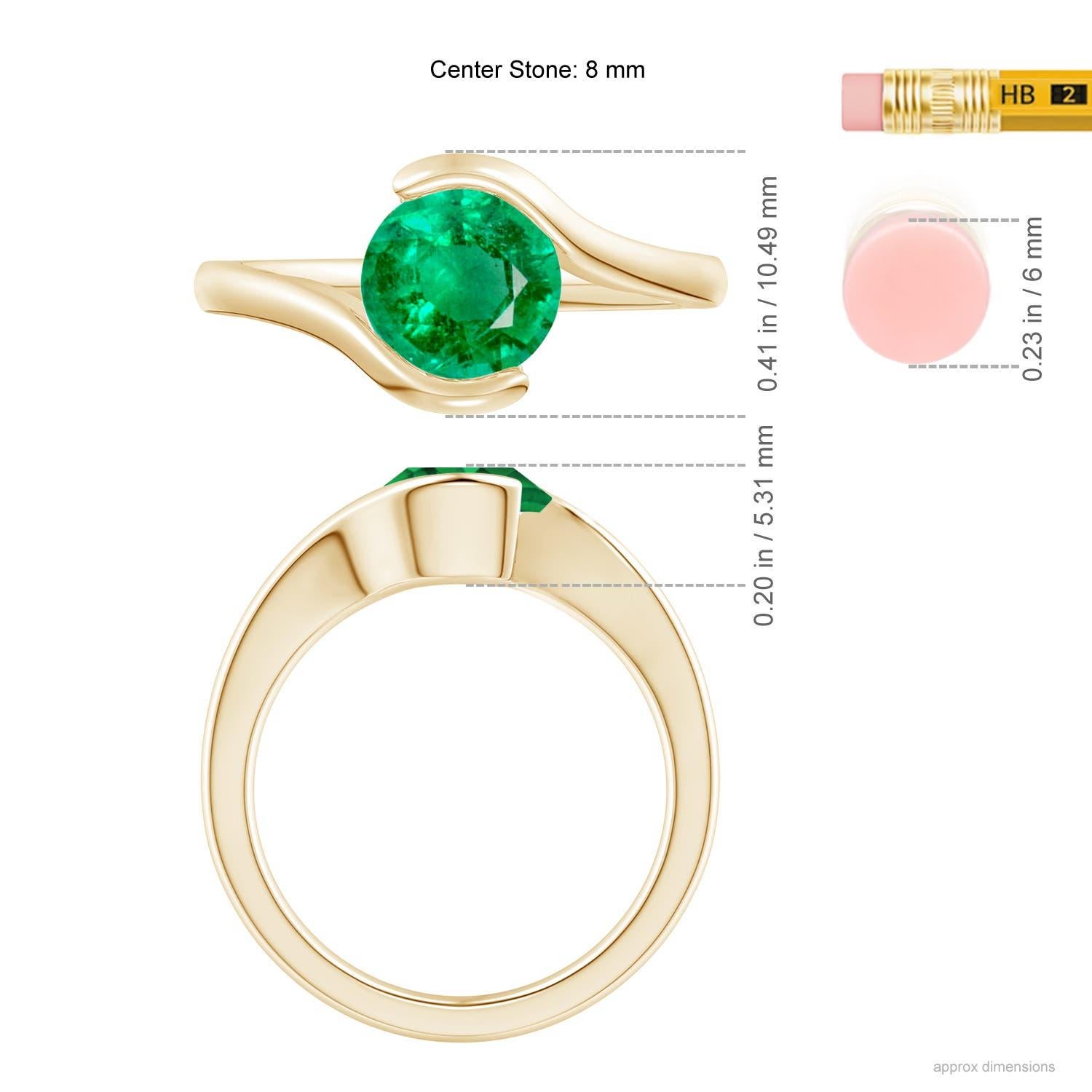 Angara natürlichen Solitär 1,5 ct Smaragd Bypass Verlobungsring in 14K massivem Gold Damen im Angebot