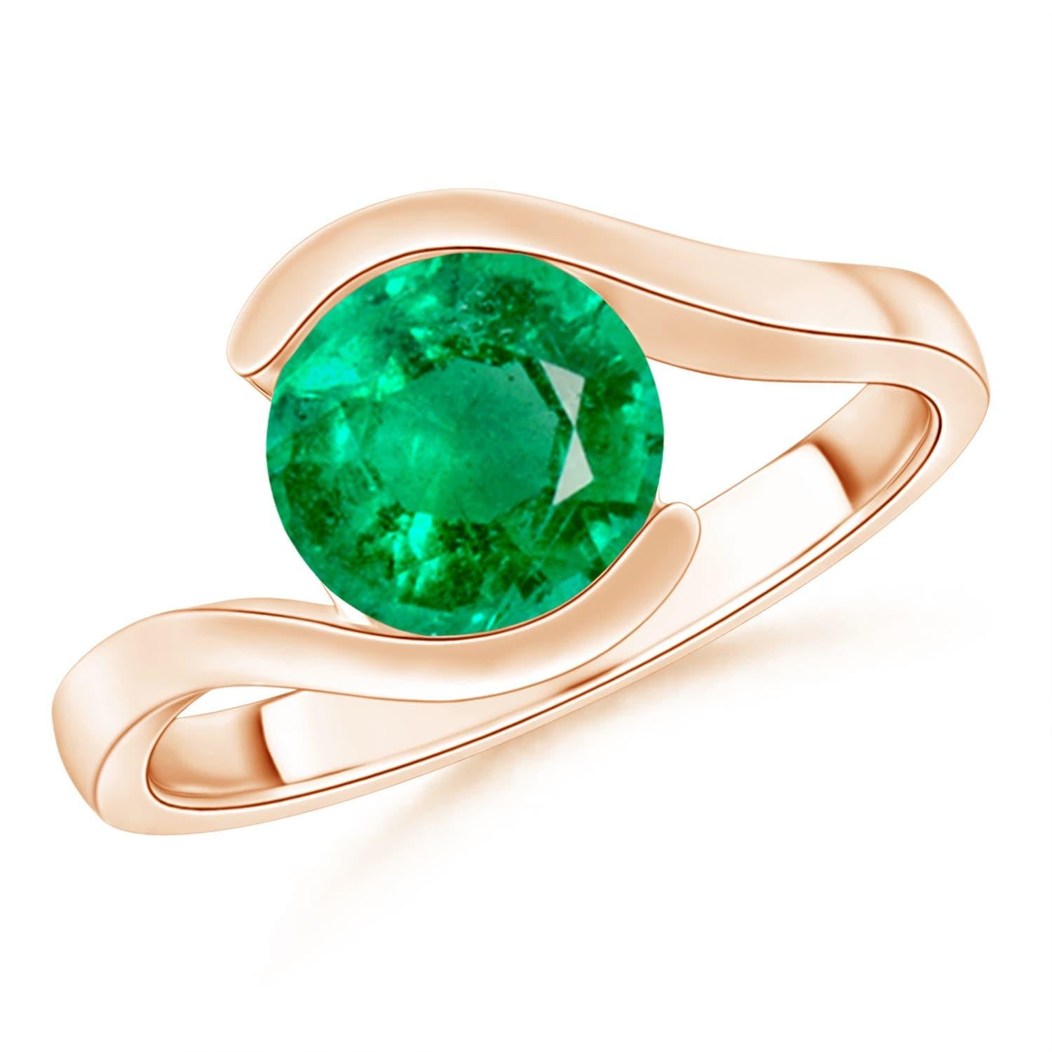 Angara natürlichen Solitär 1,5 ct Smaragd Bypass Verlobungsring in 14K massivem Gold im Angebot 2