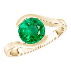 Angara natürlichen Solitär 1,5 ct Smaragd Bypass Verlobungsring in 14K massivem Gold
