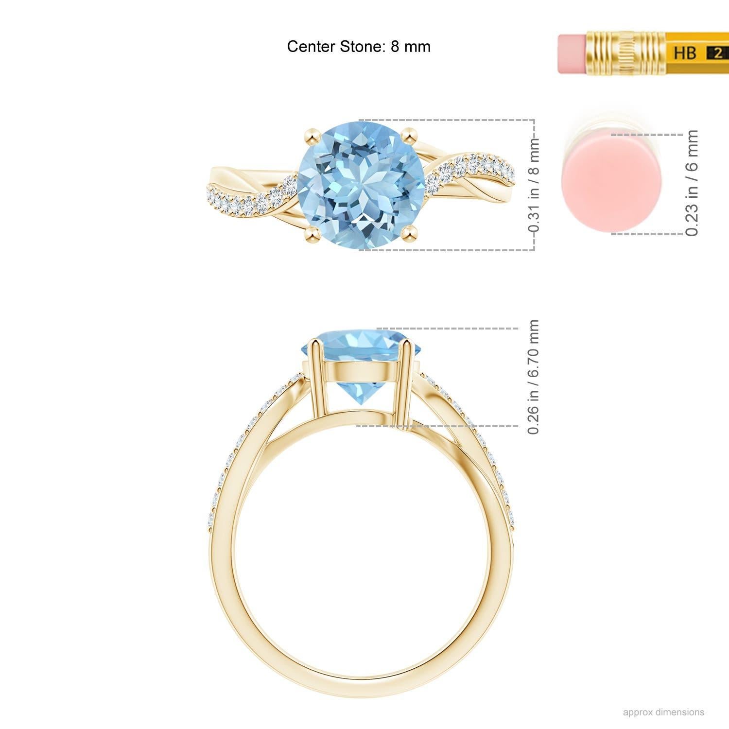 Donna Anello di fidanzamento Angara Natural Solitaire 1.6 ct con acquamarina in oro massiccio 14K in vendita