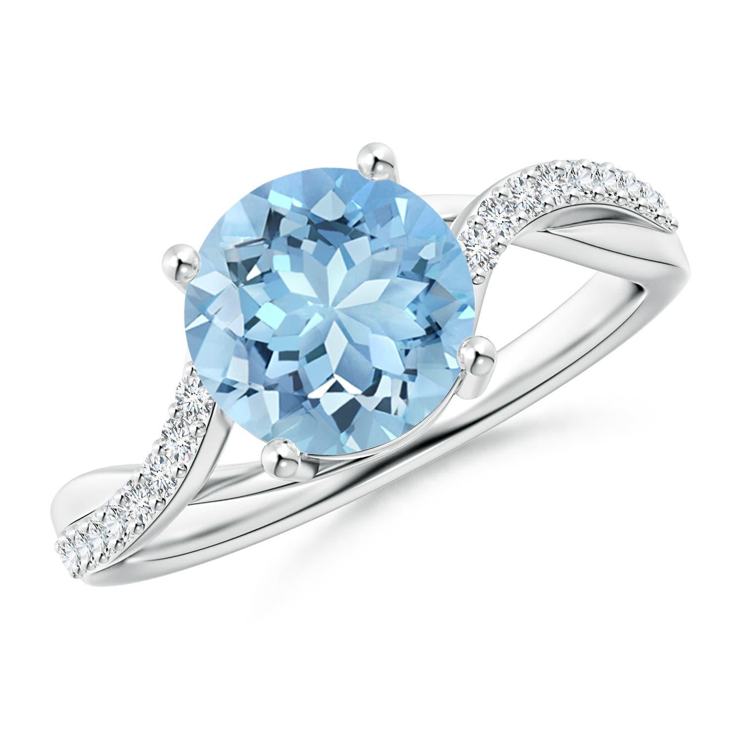 Anello di fidanzamento Angara Natural Solitaire 1.6 ct con acquamarina in oro massiccio 14K in vendita 1