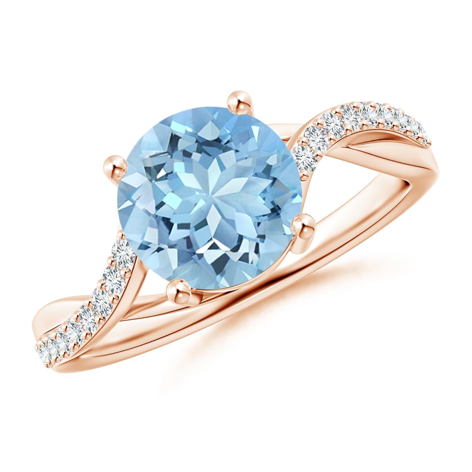 Anello di fidanzamento Angara Natural Solitaire 1.6 ct con acquamarina in oro massiccio 14K in vendita 2