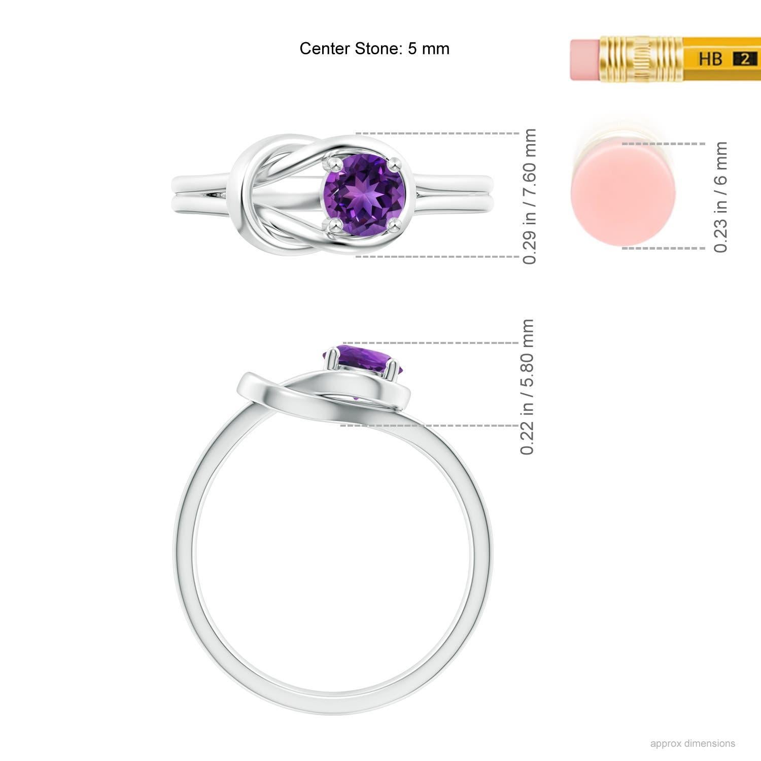 Anello Angara con solitario naturale di ametista e nodo infinito in oro massiccio 14K per donna in vendita 1