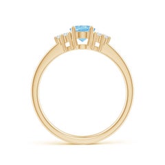 Angara Natural Solitaire Aquamarine and Diamond Promise Ring in 14K Solid Gold