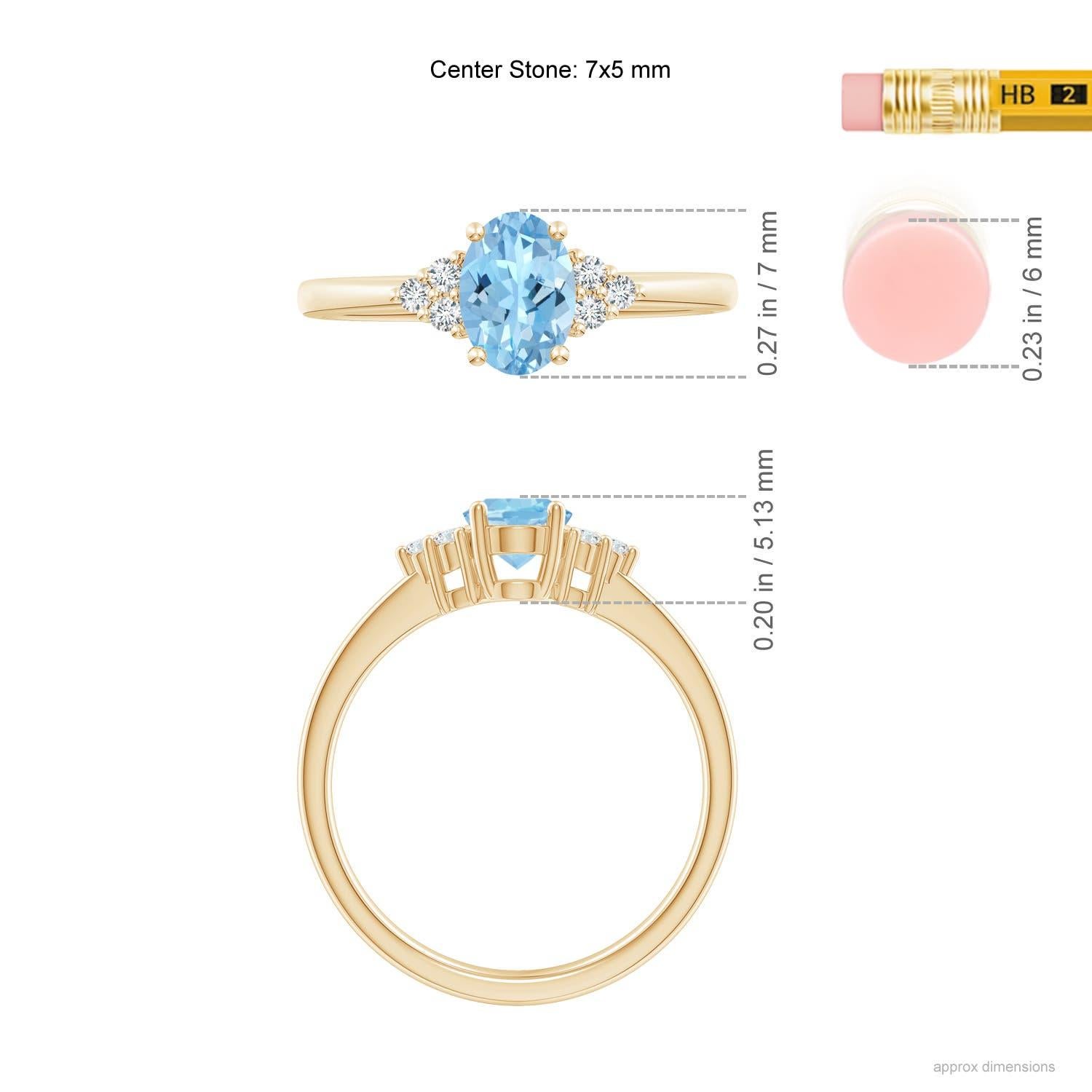 Anillo de Promesa Angara Solitario Natural Aguamarina y Diamante en Oro Macizo de 14K en Nuevo estado para la venta en Los Angeles, CA