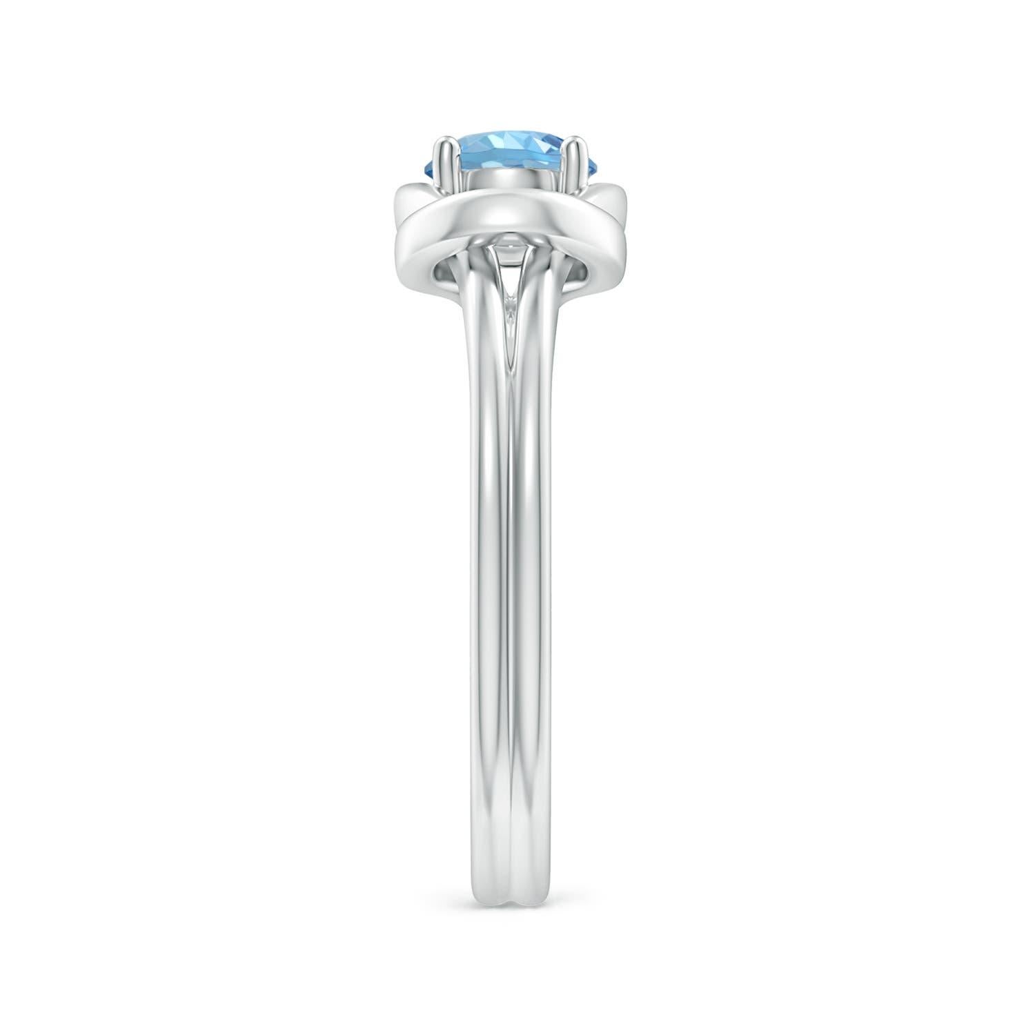 Angara natürlichen Solitär Aquamarin Unendlichkeit Knoten Verlobungsring in 14K Gold im Zustand „Neu“ im Angebot in Los Angeles, CA