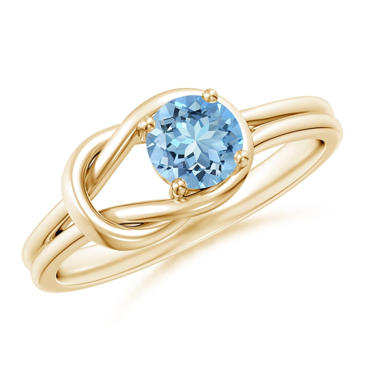 Angara natürlichen Solitär Aquamarin Unendlichkeit Knoten Verlobungsring in 14K Gold im Angebot 2