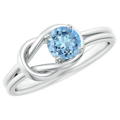 Angara natürlichen Solitär Aquamarin Unendlichkeit Knoten Verlobungsring in 14K Gold