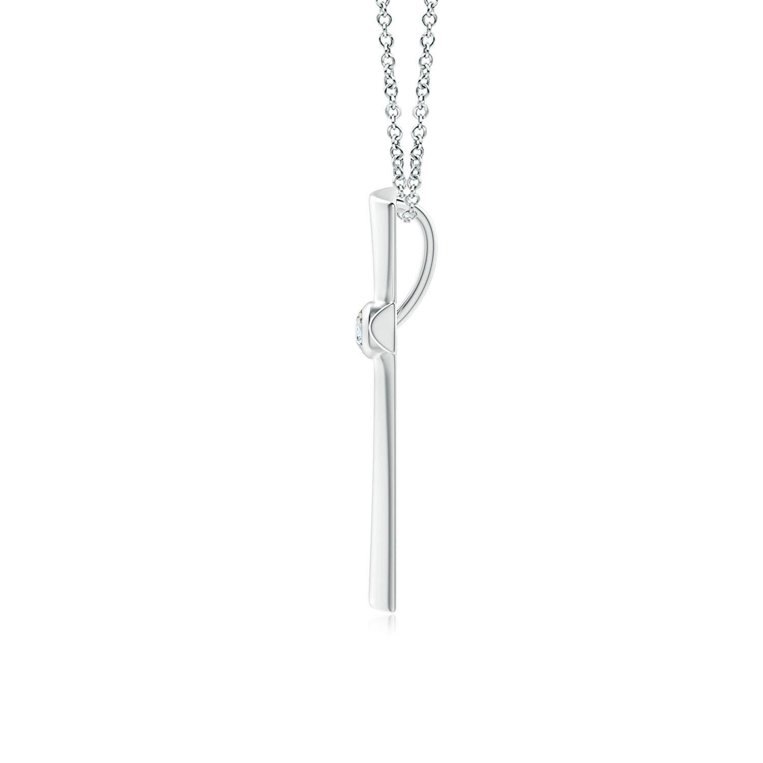 Round Cut ANGARA Natural Solitaire 0.1cttw Diamond Cross Pendant in 14K White Gold For Sale