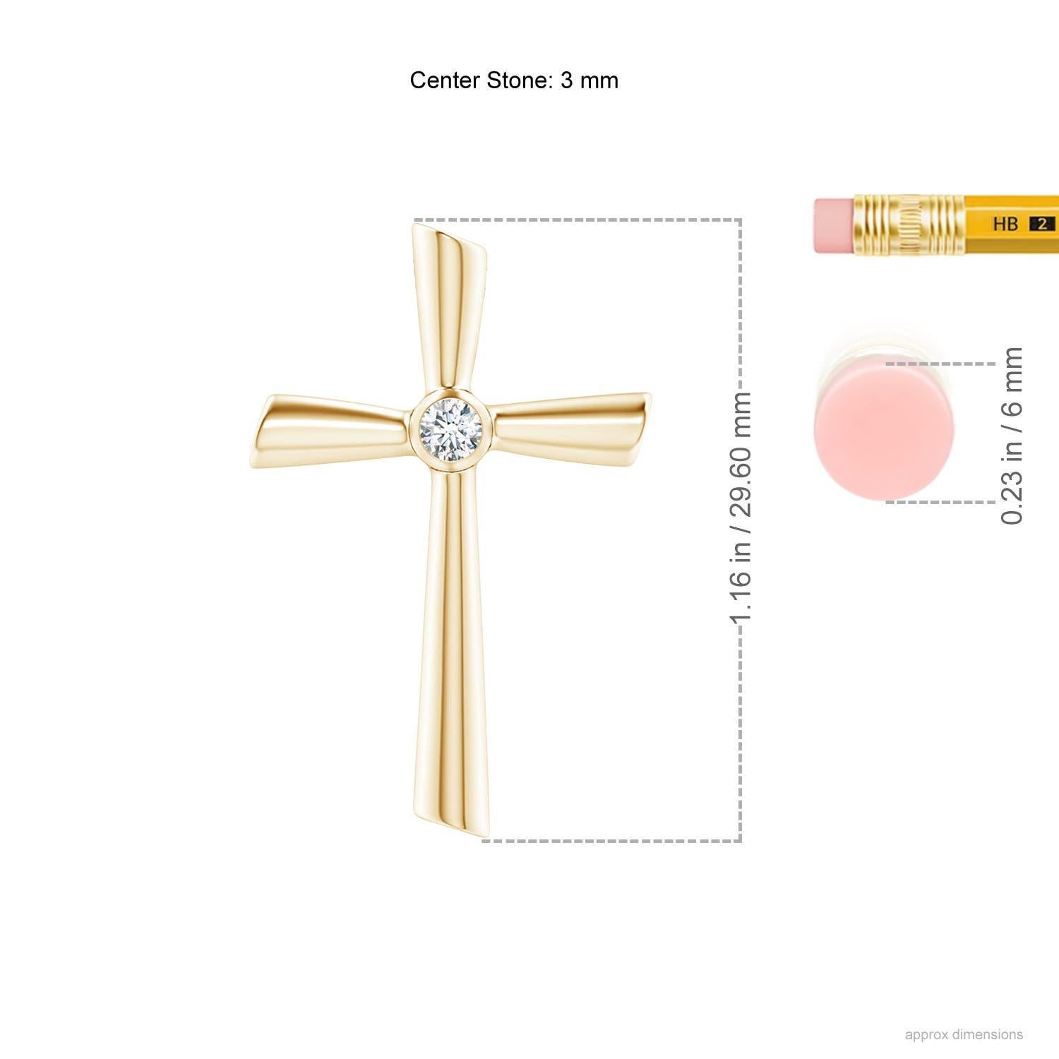 Conçu en or jaune 14k, ce pendentif crucifix en diamant est orné d'un diamant solitaire scintillant en son centre. Les rainures ont une allure réfléchissante qui complète la brillance du diamant rond.
Le diamant est la pierre de naissance du mois