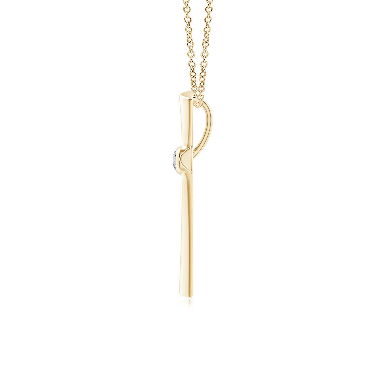 ANGARA Colgante Cruz con Diamante Solitario Natural de 0.1cttw en Oro Amarillo de 14K Corte redondo