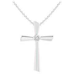ANGARA Natural Solitaire 0.1cttw Diamond Cross Pendant in Platinum for Women