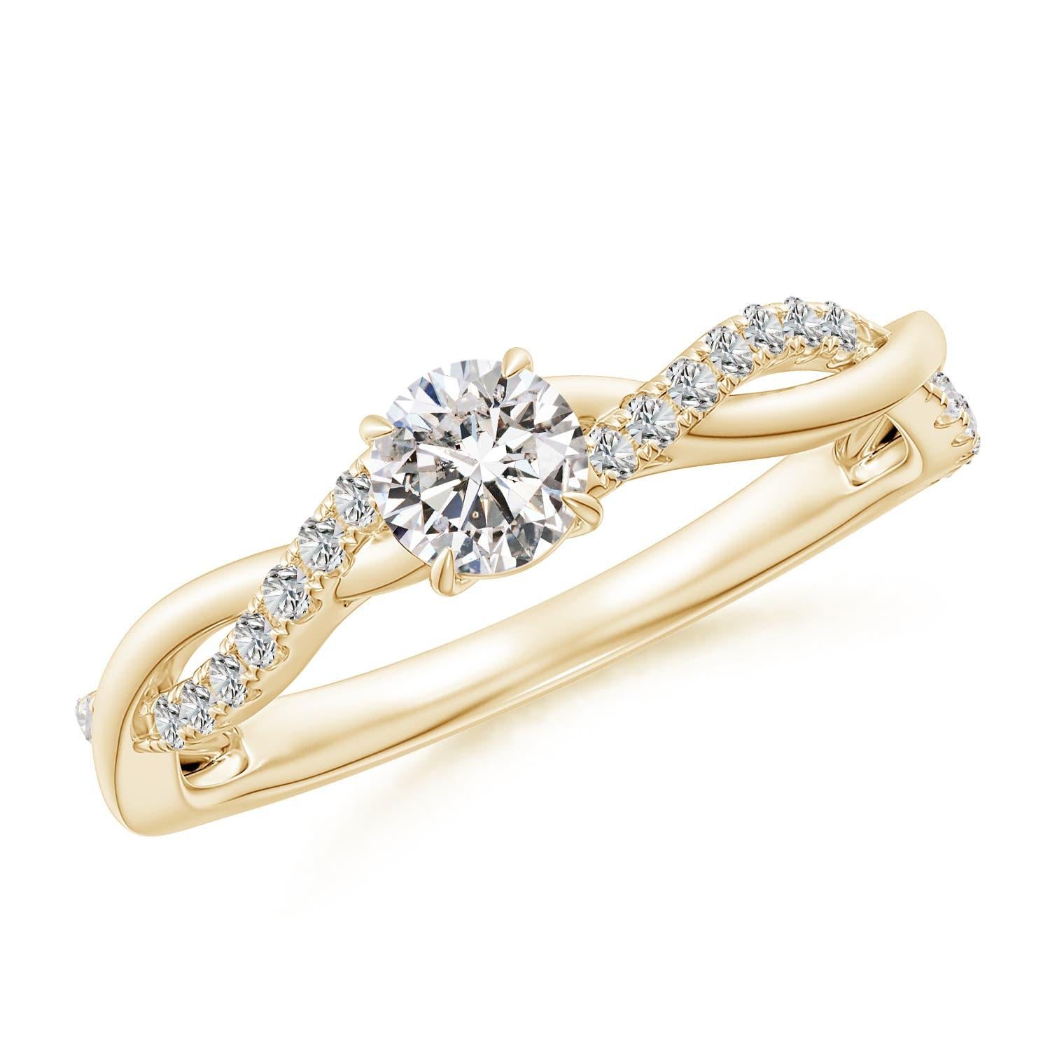 Angara natürlichen Solitär Diamant Verlobungsring in 14K massivem Gold für Frauen im Angebot 1