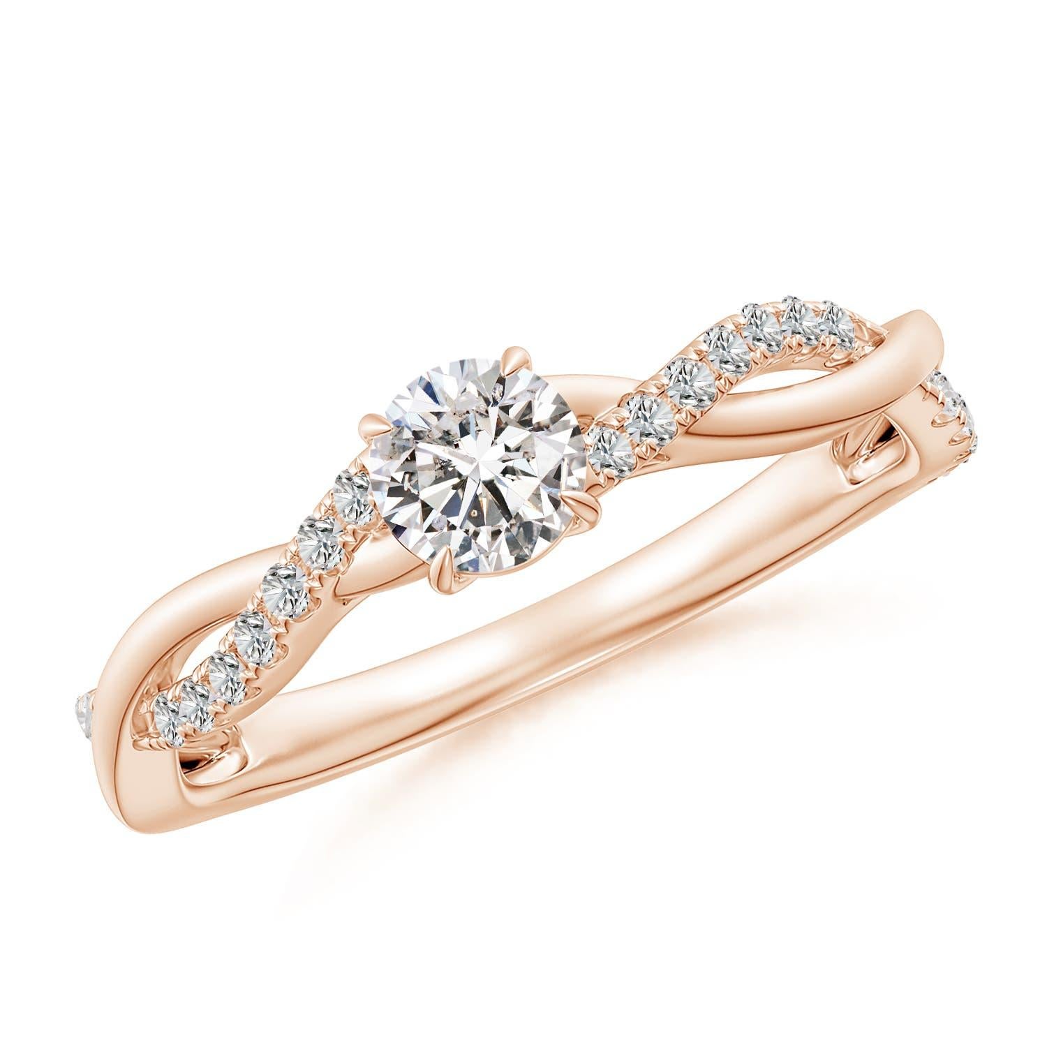 Angara natürlichen Solitär Diamant Verlobungsring in 14K massivem Gold für Frauen im Angebot 2