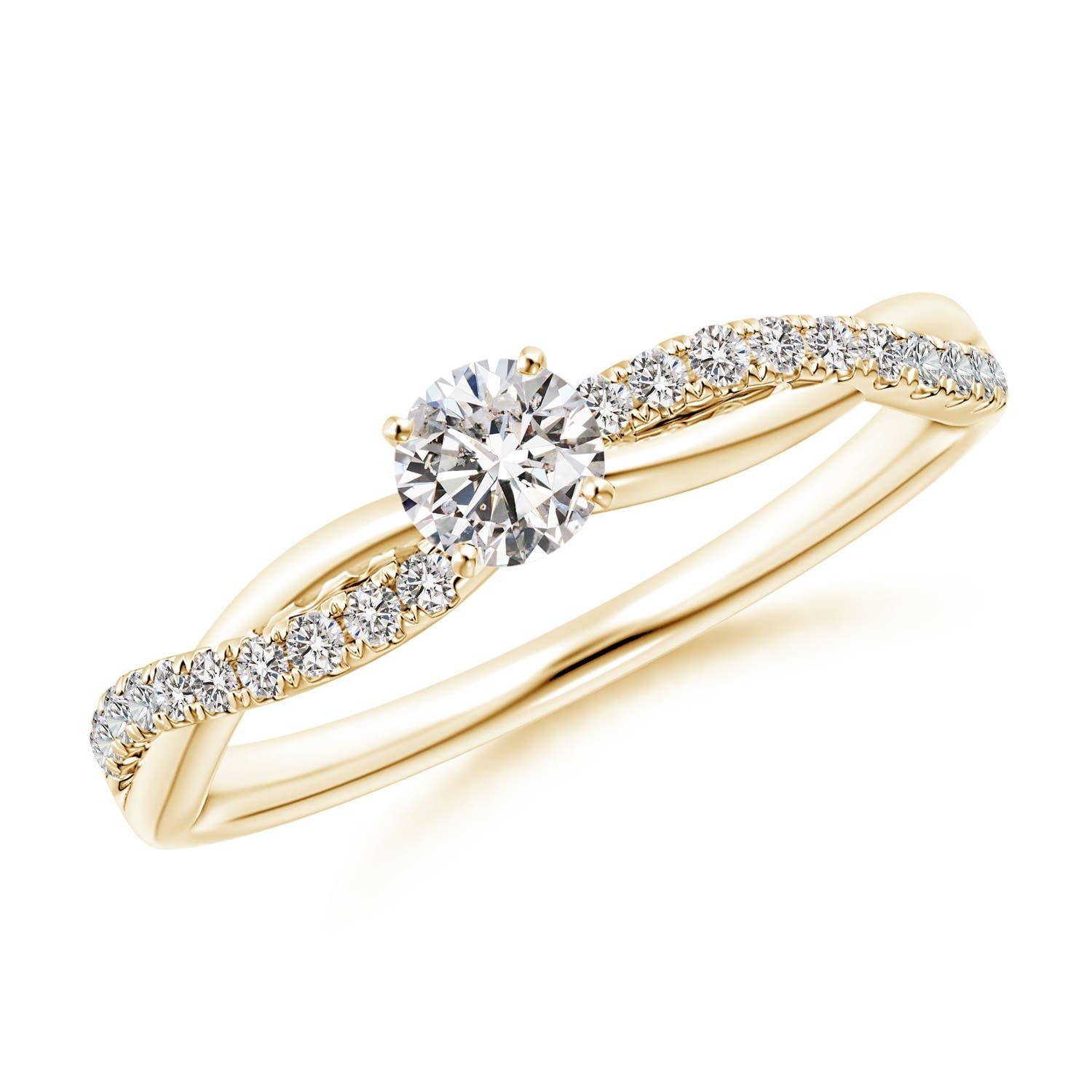 Angara Natürlicher Solitär Diamant Verlobungsring mit Akzenten in 14K massivem Gold im Angebot 4