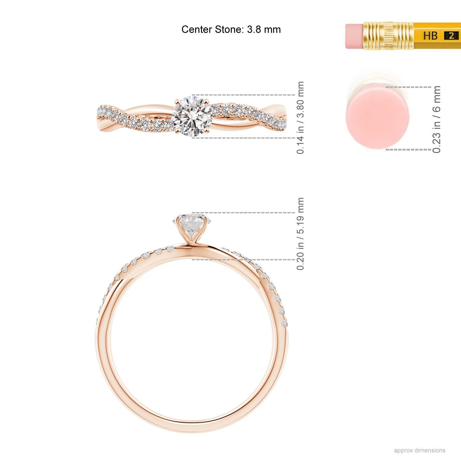 Angara Natürlicher Solitär Diamant Verlobungsring mit Akzenten in 14K massivem Gold im Angebot 2