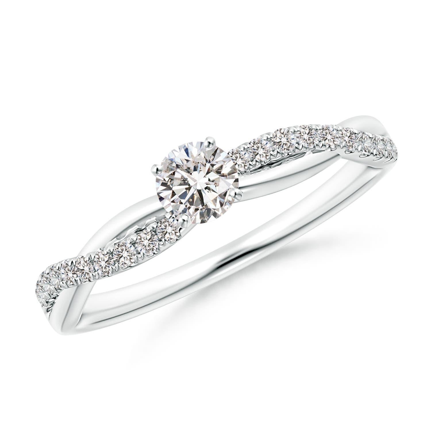 Angara Natürlicher Solitär Diamant Verlobungsring mit Akzenten in 14K massivem Gold im Angebot 3