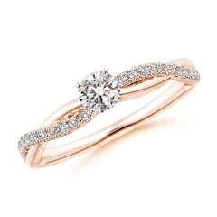 Angara Natural Solitaire Diamond Engagement Ring with Accents in 14K Solid Gold