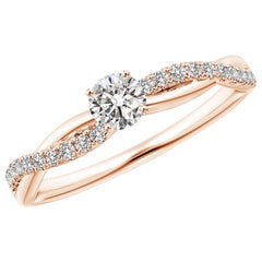 Angara Natürlicher Solitär Diamant Verlobungsring mit Akzenten in 14K massivem Gold