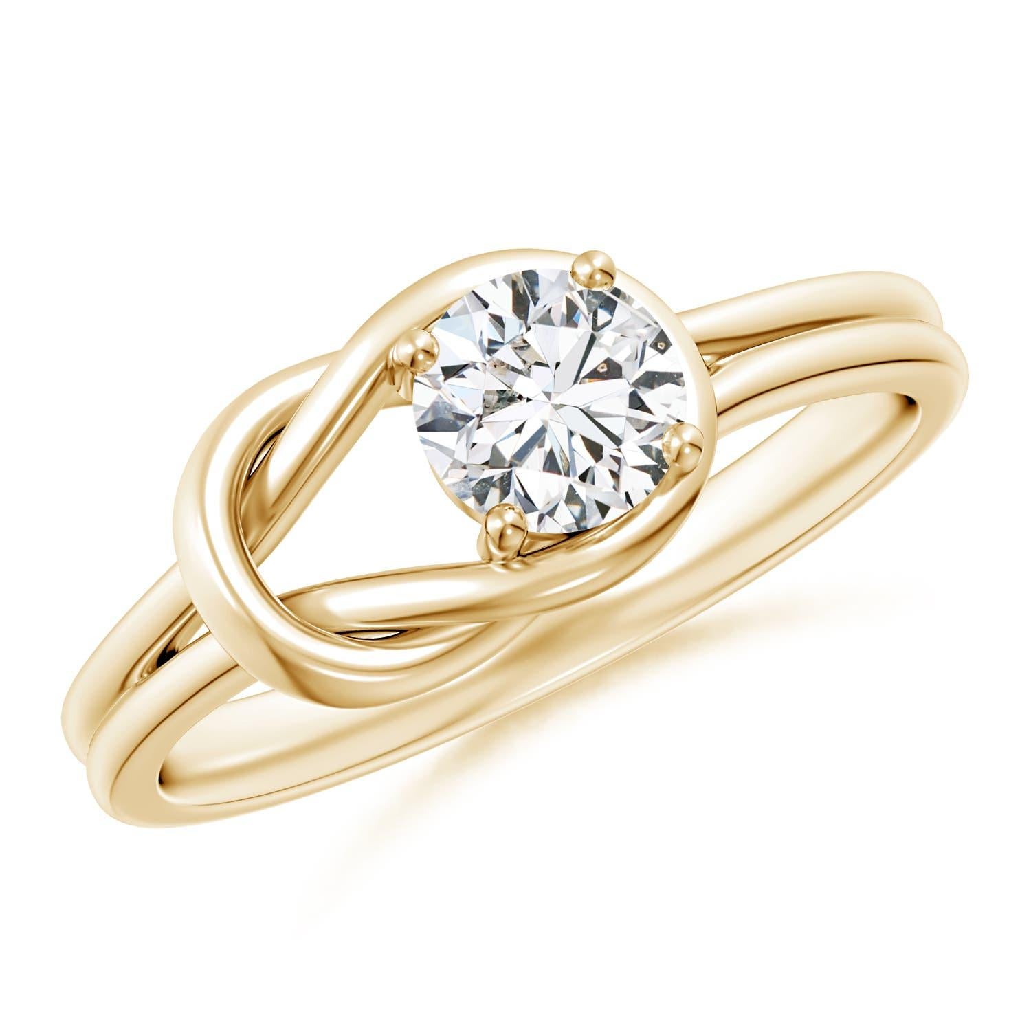 Angara natürlichen Solitär Diamant Infinity Knot Ring in 14K Solid Gold für Frauen im Angebot 1