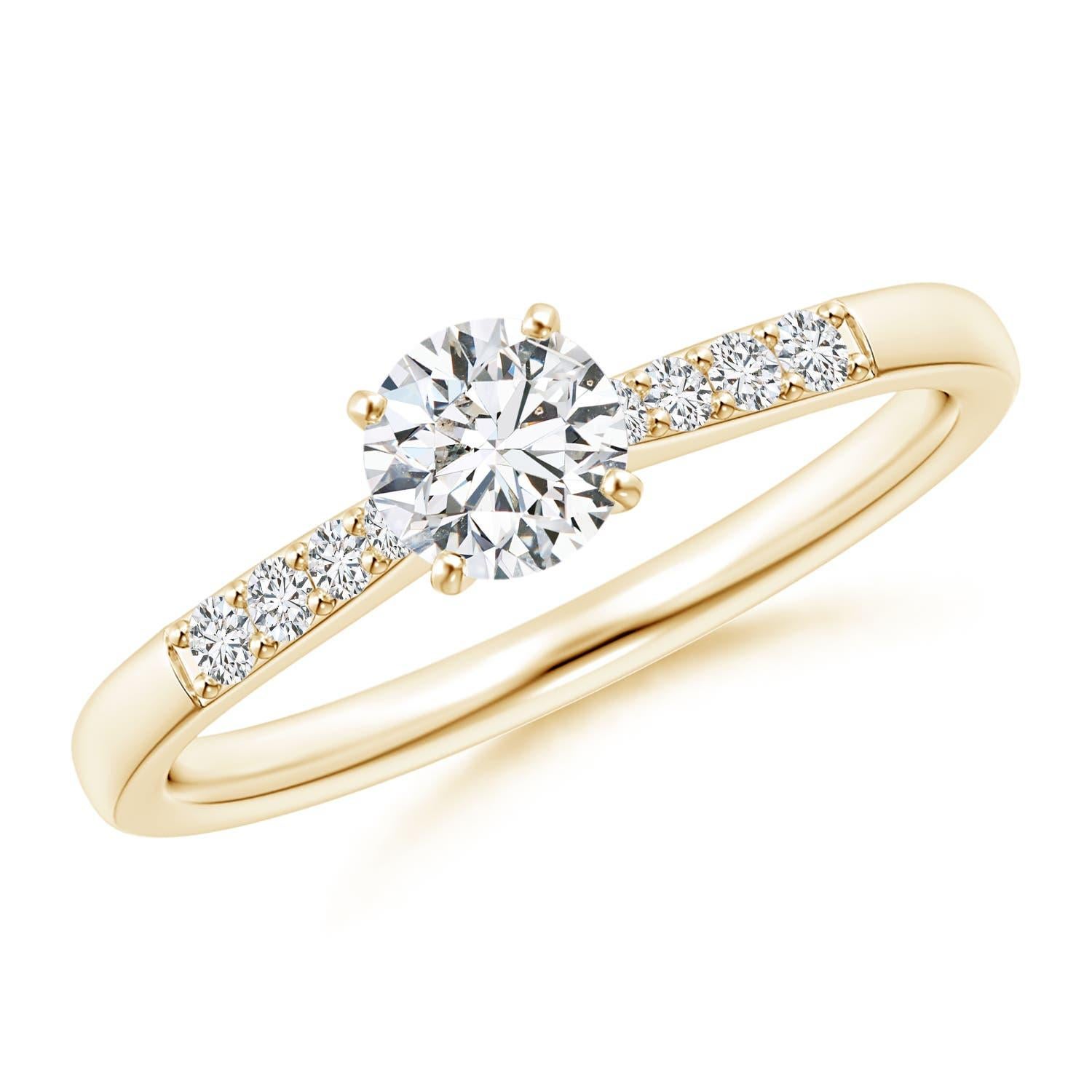 Angara Natürlicher Solitär Diamant Verlobungsring mit verjüngtem Schaft in 14K massivem Gold im Angebot 1