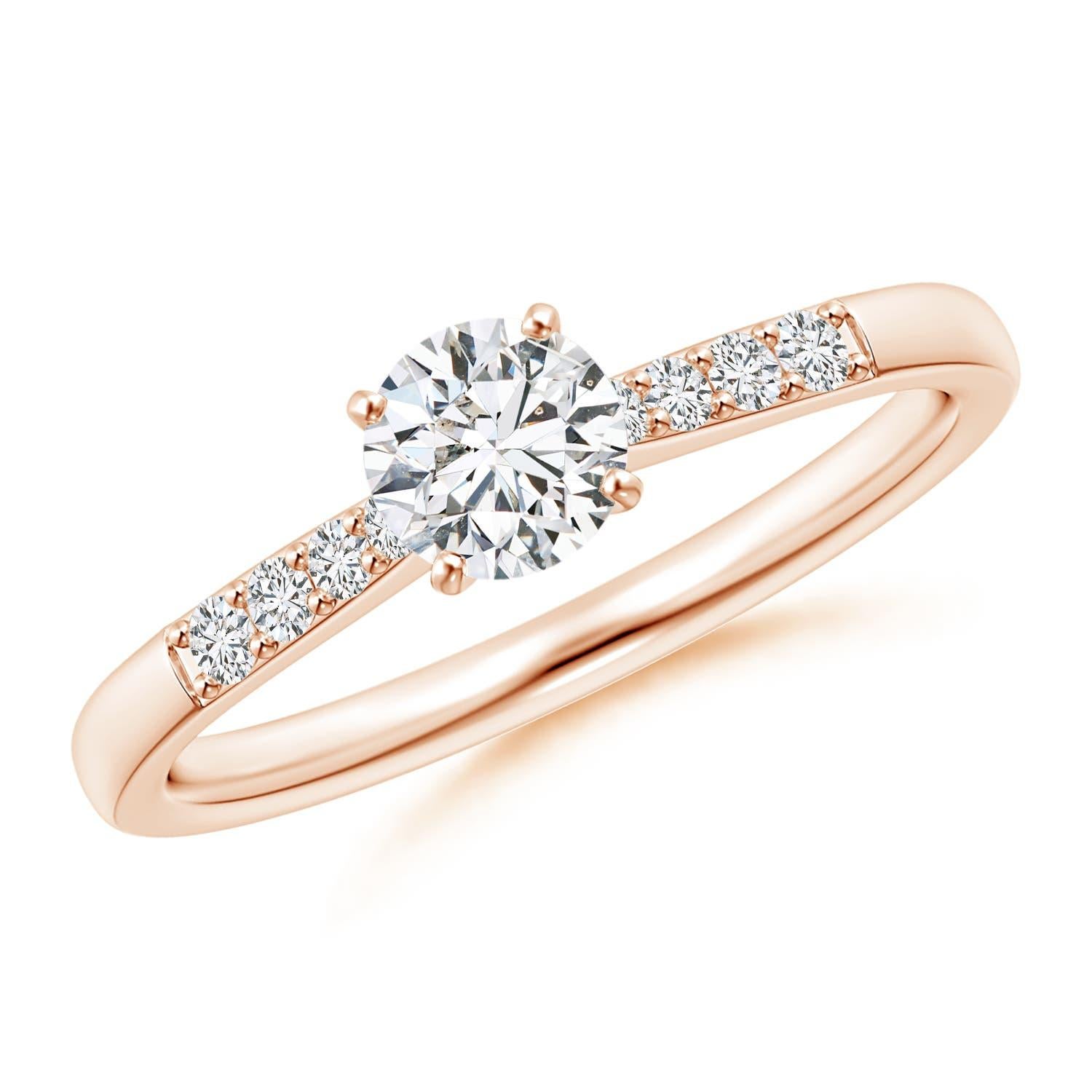 Angara Natürlicher Solitär Diamant Verlobungsring mit verjüngtem Schaft in 14K massivem Gold im Angebot 2