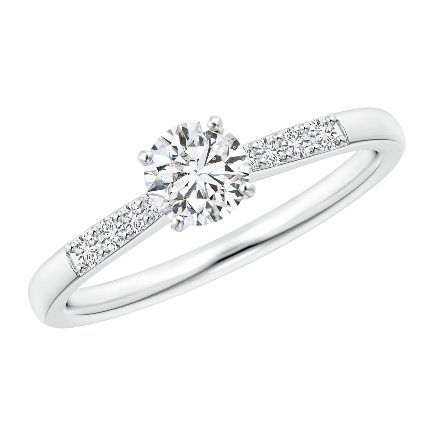 Angara Natürlicher Solitär Diamant Verlobungsring mit verjüngtem Schaft in 14K massivem Gold