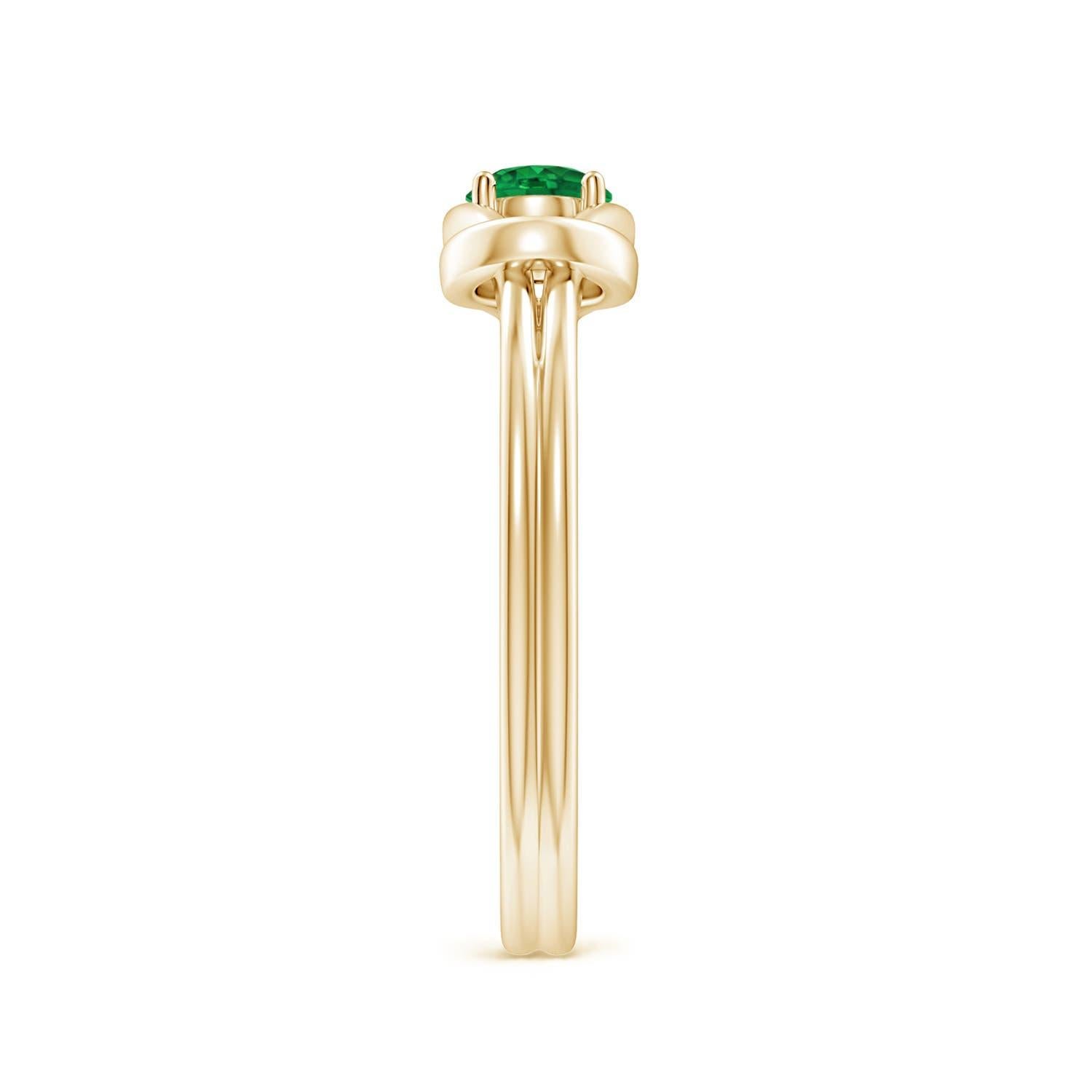 Angara Natural Solitaire Emerald Infinity Knot Engagement Ring in 14K Solid Gold In New Condition For Sale In Los Angeles, CA
