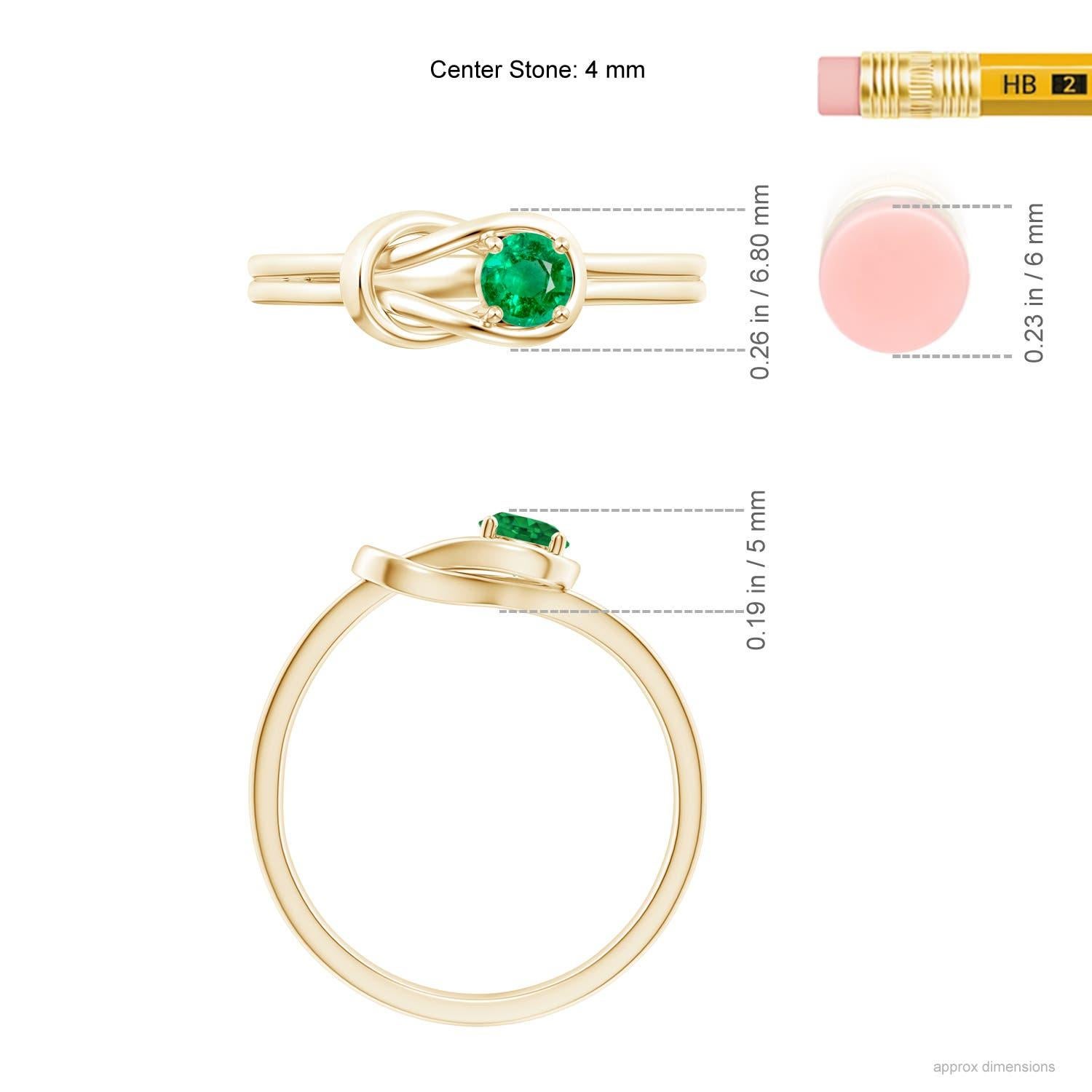 Angara Natural Solitaire Emerald Infinity Knot Engagement Ring in 14K Solid Gold For Sale 1