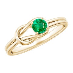 Angara Natural Solitaire Emerald Infinity Knot Engagement Ring in 14K Solid Gold