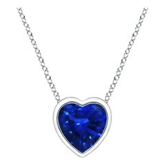 ANGARA Natural Solitaire Heart 0.30ct Blue Sapphire Pendant in 14K White Gold