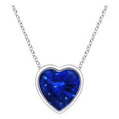 ANGARA Natural Solitaire Heart 0.48ct Blue Sapphire Pendant in Platinum