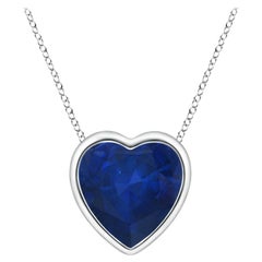 ANGARA Natural Solitaire Heart 0.85ct Blue Sapphire Pendant in Platinum