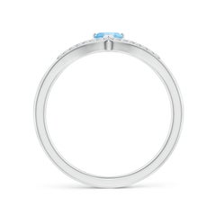 Angara Natural Solitaire Heart Aquamarine and Diamond Ring in 14K Solid Gold