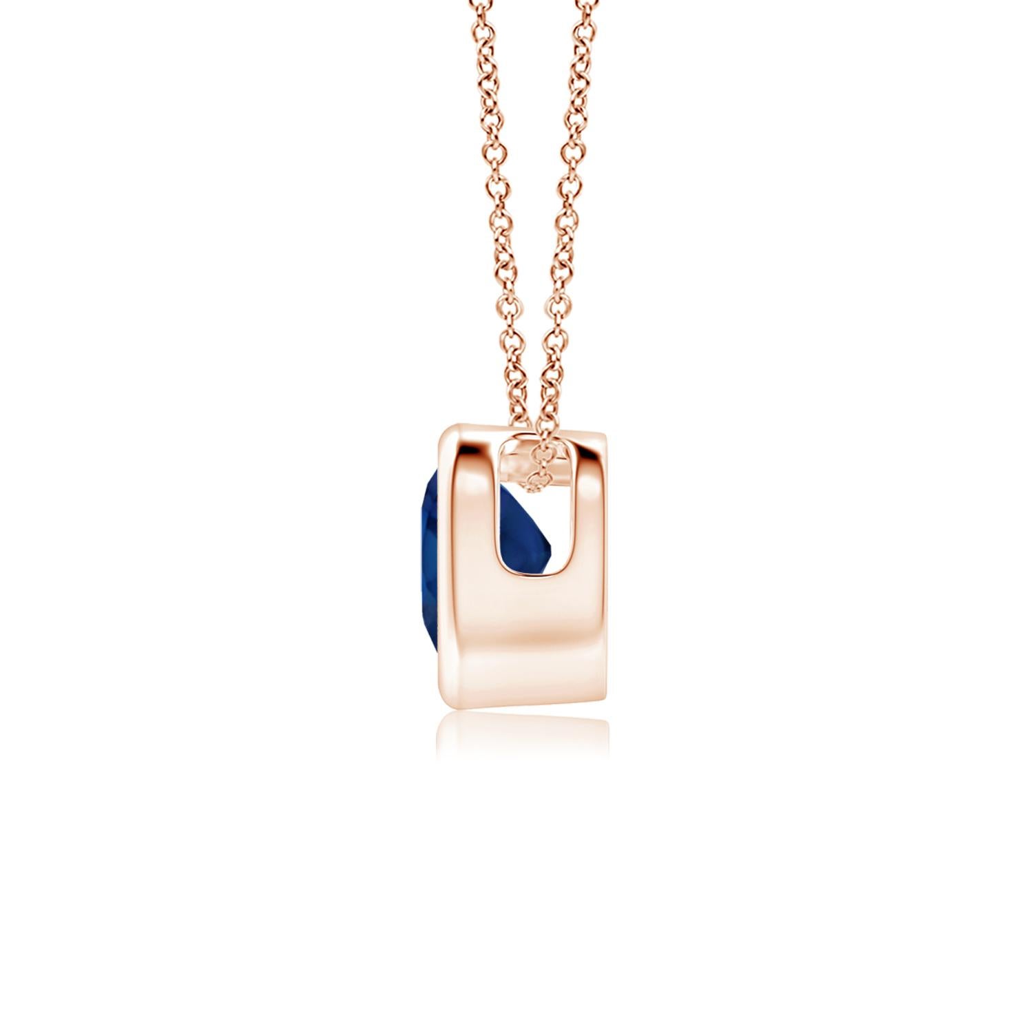 Heart Cut ANGARA Natural Solitaire Heart 0.30ct Blue Sapphire Pendant in 14K Rose Gold For Sale