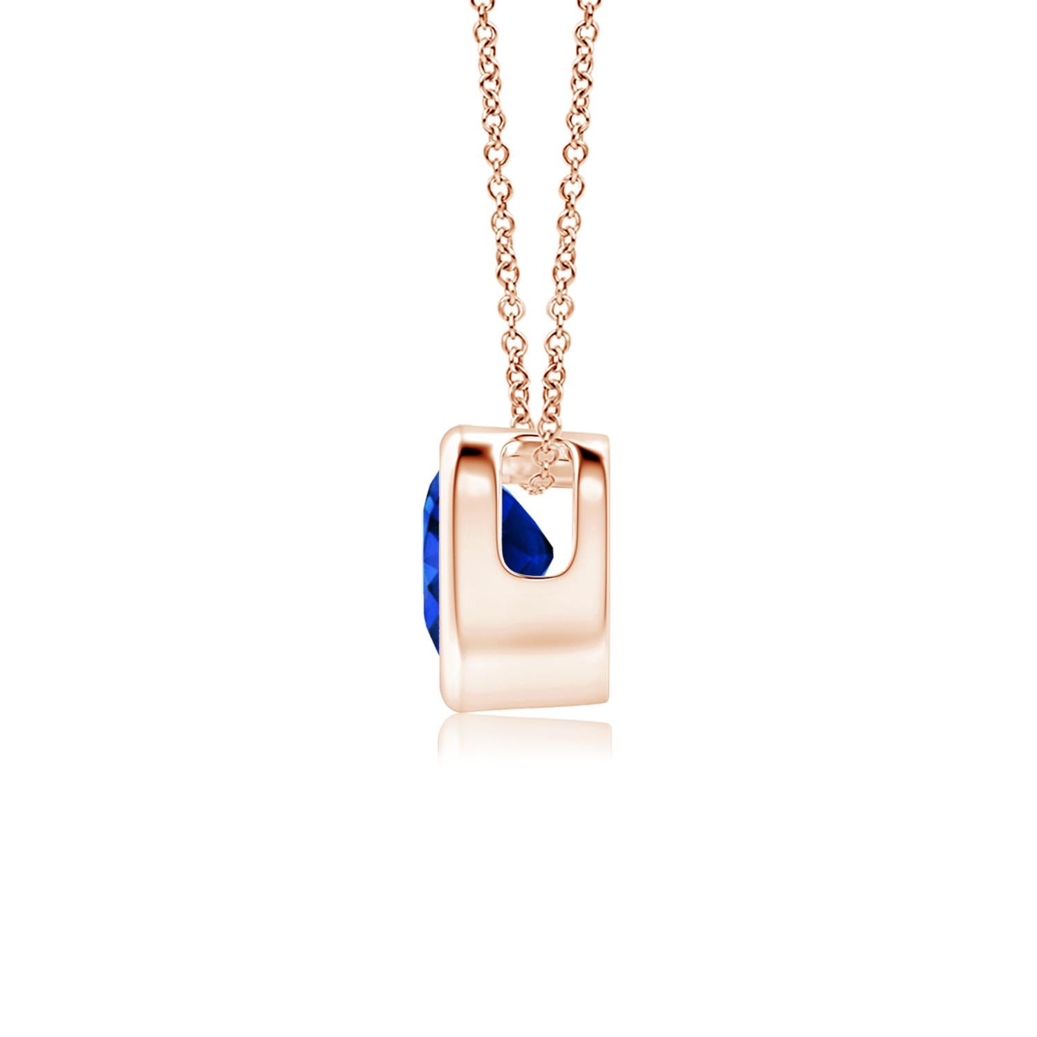 Heart Cut ANGARA Natural Solitaire Heart 0.30ct Blue Sapphire Pendant in 14K Rose Gold For Sale