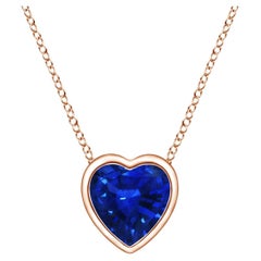 ANGARA Pendentif cœur solitaire naturel en or rose 14 carats et saphir bleu 0,30 carat