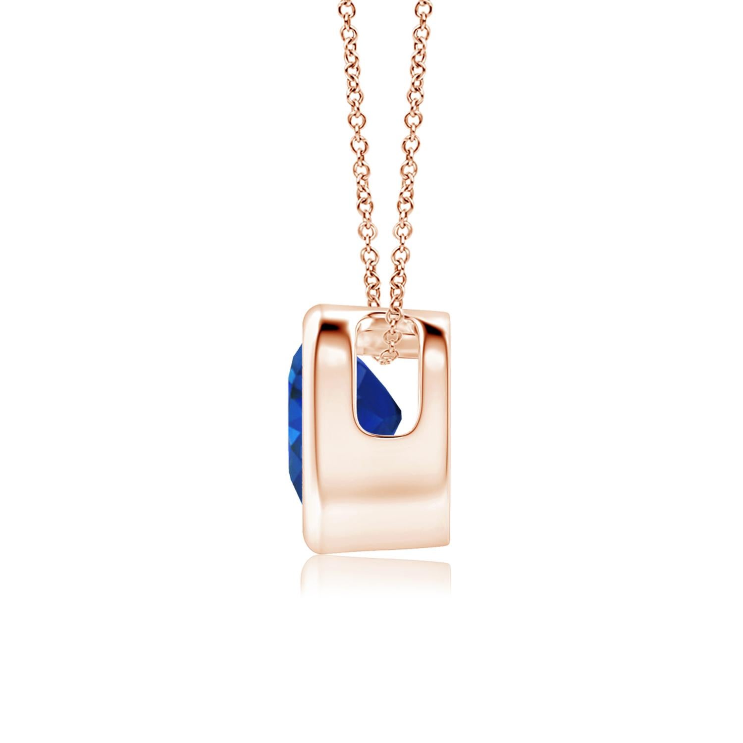 This classic solitaire sapphire pendant will steal your heart with its gleaming blue beauty. Crafted in 14k rose gold, its design showcases a heart-shaped sapphire secured in a bezel setting.
Blue Sapphire is the Birthstone for September and