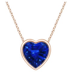 ANGARA Natural Solitaire Heart 0.48ct Blue Sapphire Pendant in 14K Rose Gold