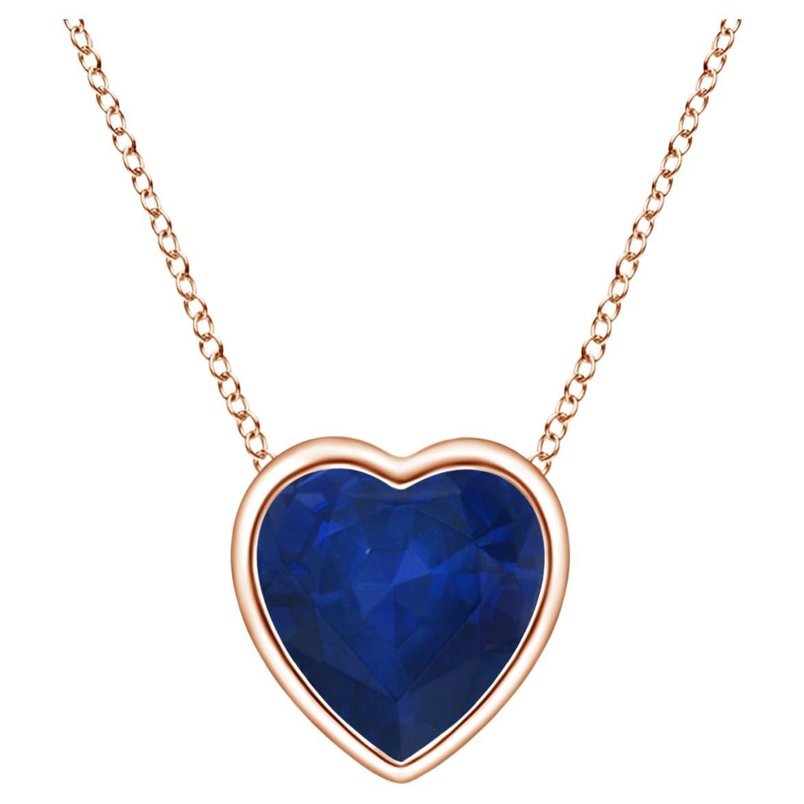 ANGARA Natural Solitaire Heart 0.48ct Blue Sapphire Pendant in 14K Rose Gold
