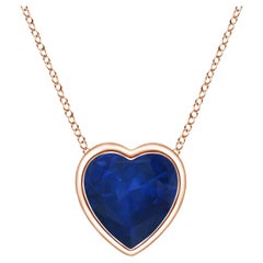 ANGARA Natural Solitaire Heart 0.48ct Blue Sapphire Pendant in 14K Rose Gold