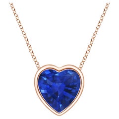 ANGARA Natural Solitaire Heart 0.48ct Blue Sapphire Pendant in 14K Rose Gold