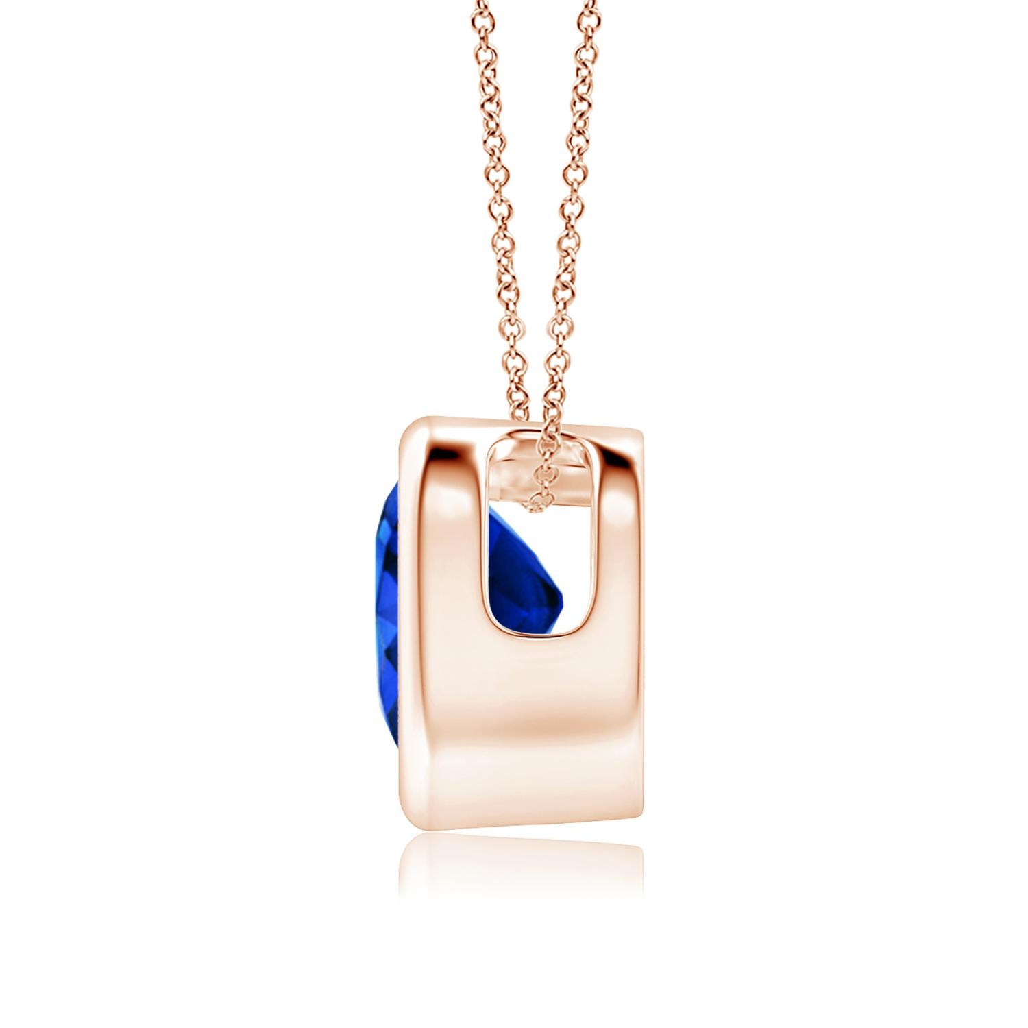 Heart Cut ANGARA Natural Solitaire Heart 0.85ct Blue Sapphire Pendant in 14K Rose Gold For Sale