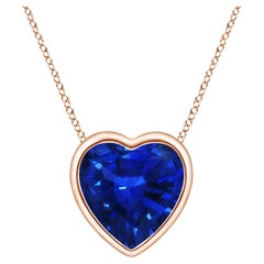 ANGARA Natural Solitaire Heart 0.85ct Blue Sapphire Pendant in 14K Rose Gold