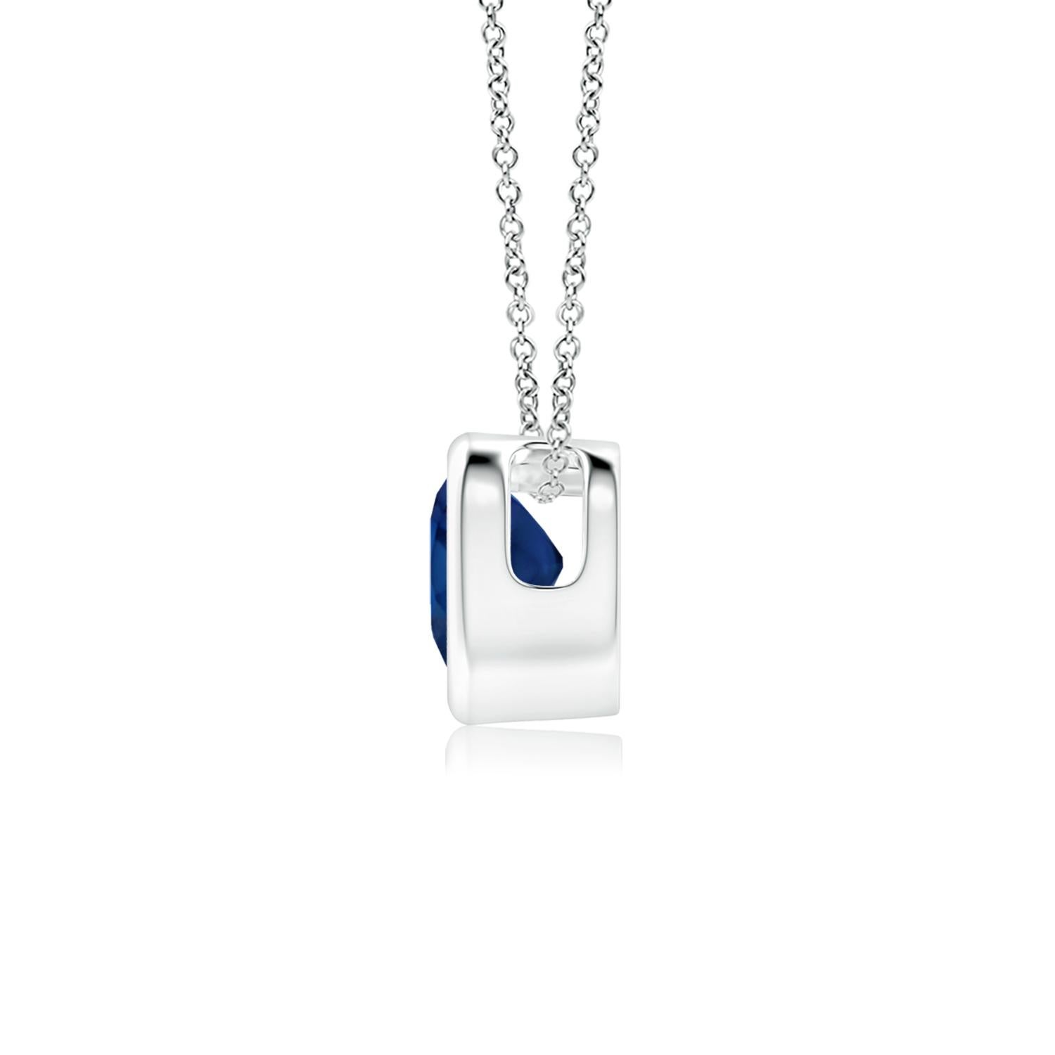 Heart Cut ANGARA Natural Solitaire Heart 0.30ct Blue Sapphire Pendant in 14K White Gold For Sale