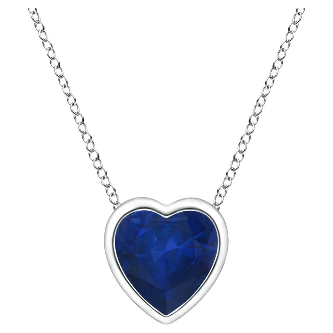 ANGARA Natural Solitaire Heart 0.30ct Blue Sapphire Pendant in 14K White Gold For Sale