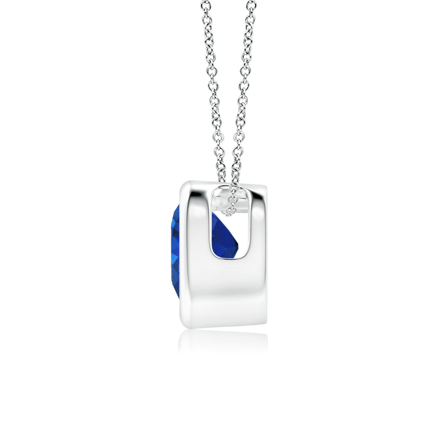 Heart Cut ANGARA Natural Solitaire Heart 0.48ct Blue Sapphire Pendant in 14K White Gold For Sale