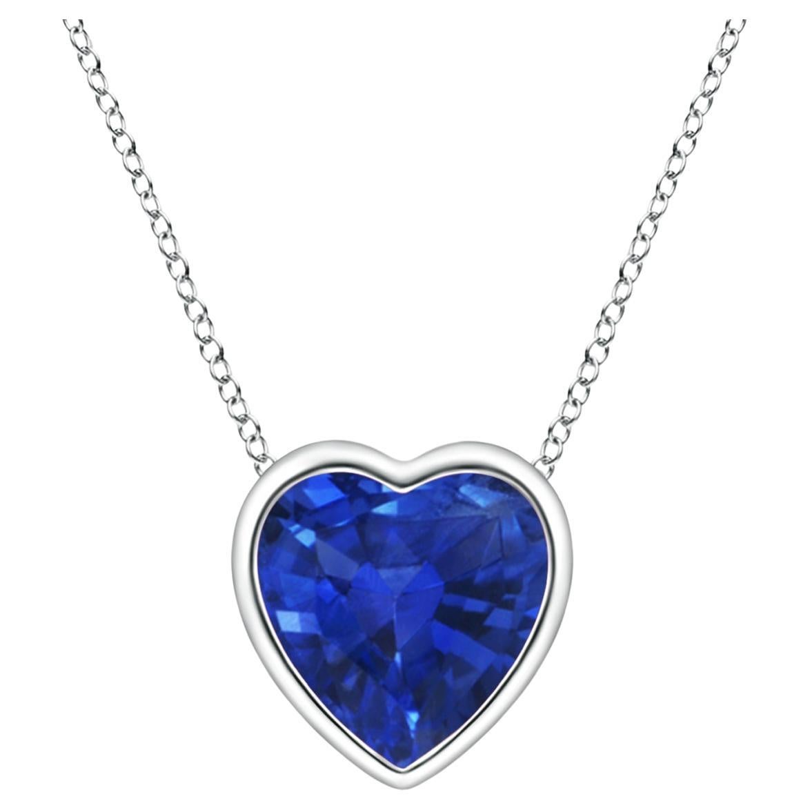 ANGARA Natural Solitaire Heart 0.48ct Blue Sapphire Pendant in 14K White Gold For Sale