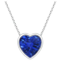 ANGARA Natural Solitaire Heart 0.48ct Blue Sapphire Pendant in 14K White Gold